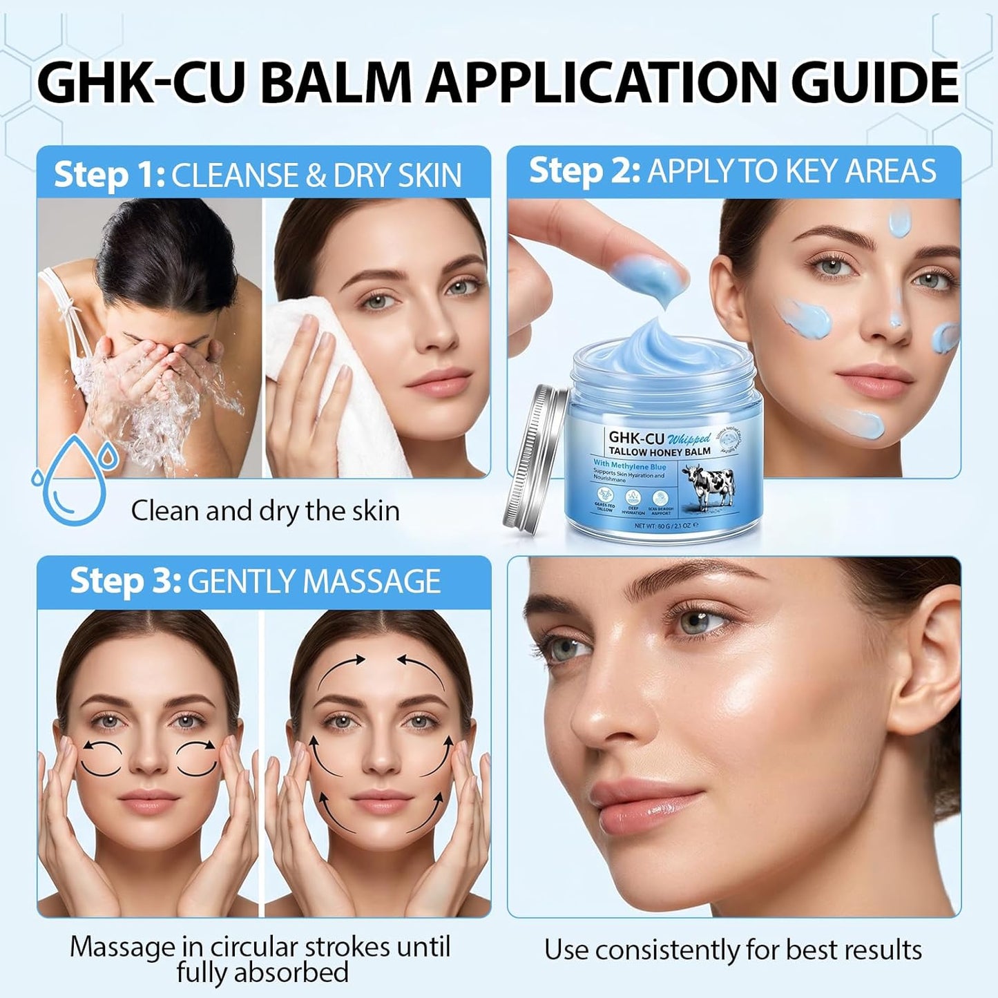 Copper Peptides GHK-Cu Cream - 2.1oz | Antioxidant Face & Body Balm for Mature, Dry Skin | Infused with Manuka Honey & Beef Tallow