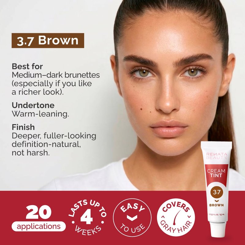 Renata Beauty Tint Kit - Cream Hair Dye for Spot Coloring | Covers Gray, Smudge-Proof, 20 Applications [Brown]