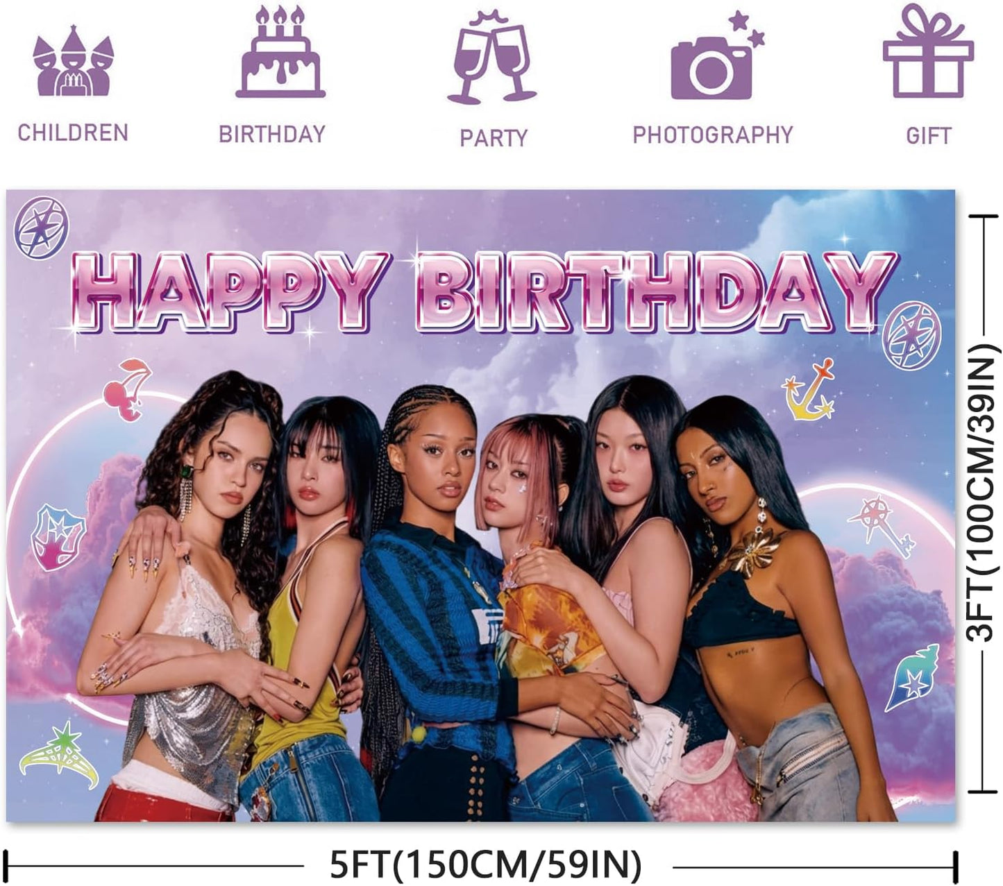 Birthday Decorations Banner - Music Theme Backdrop 5x3Ft | Perfect for Photo Booths & Celebrations