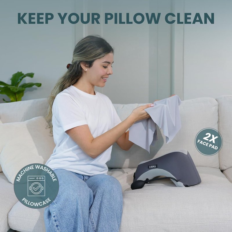 Face Down Pillow for Massage - Adjustable Height Headrest with Breathable Design | Includes 2 Washable Pads