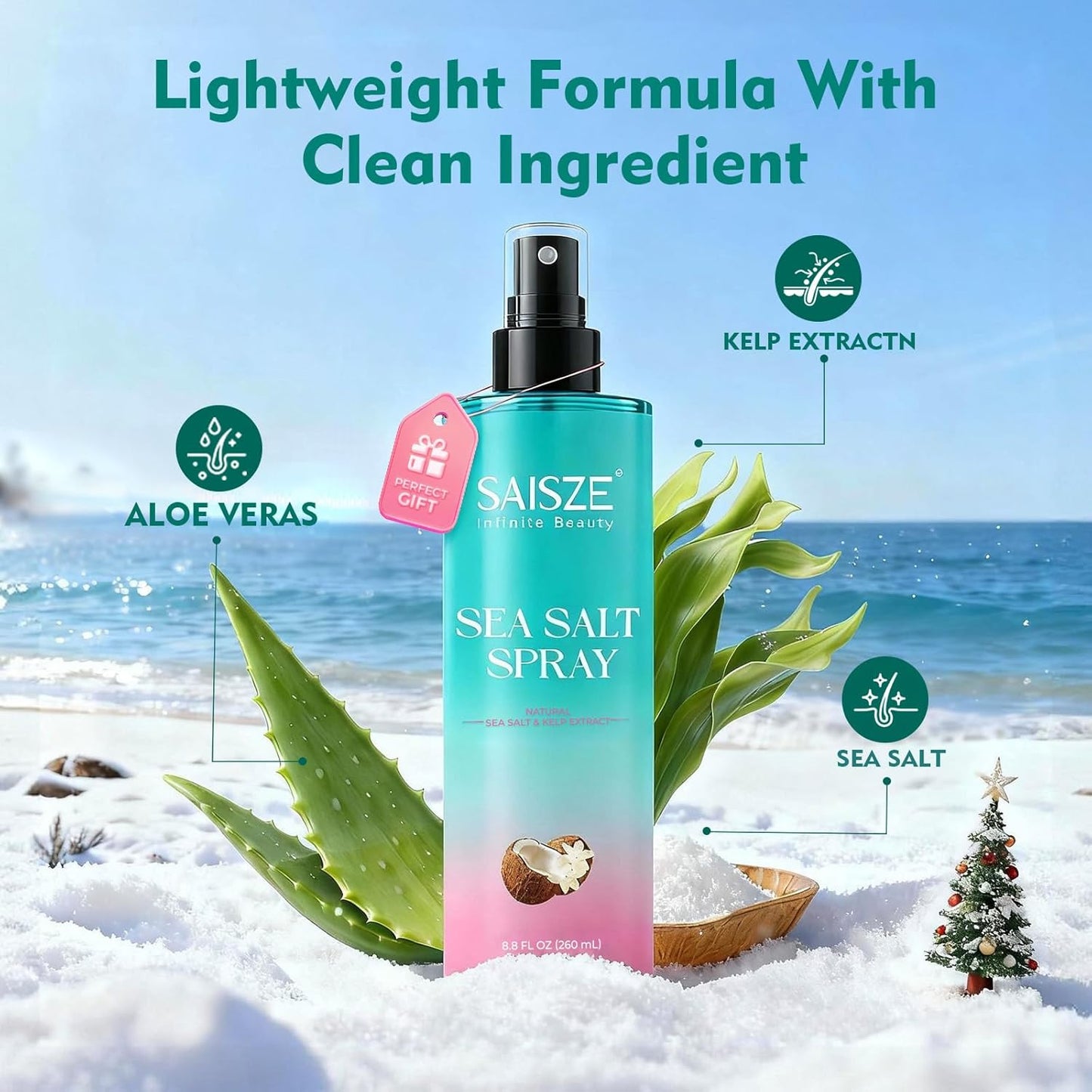 Sea Salt Spray for Women - Textured Beach Waves & Volume | Coconut Surf Spray, 8.8 oz