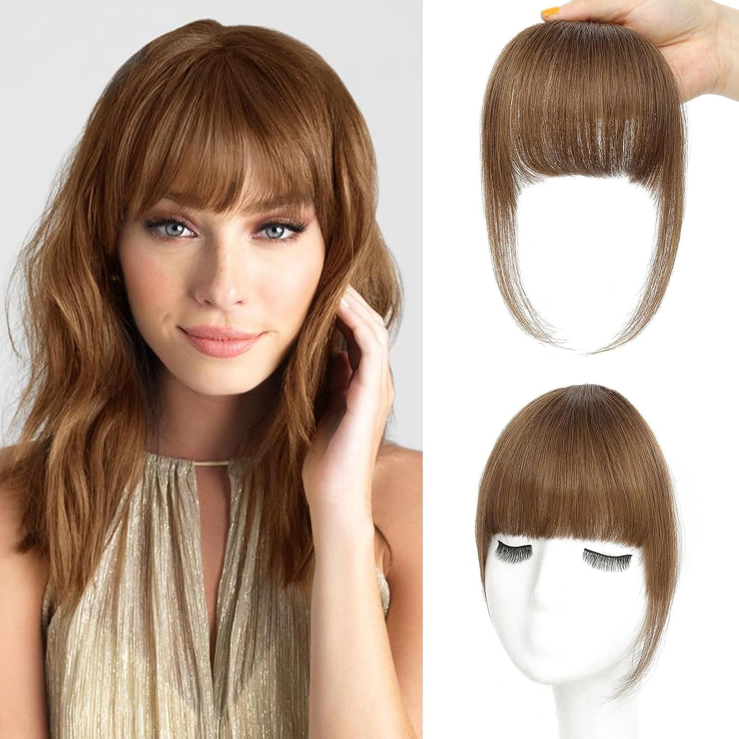 Bangs Hair Clip - 100% Real Human Hair Extensions | Natural Black Wispy Fringe for Women