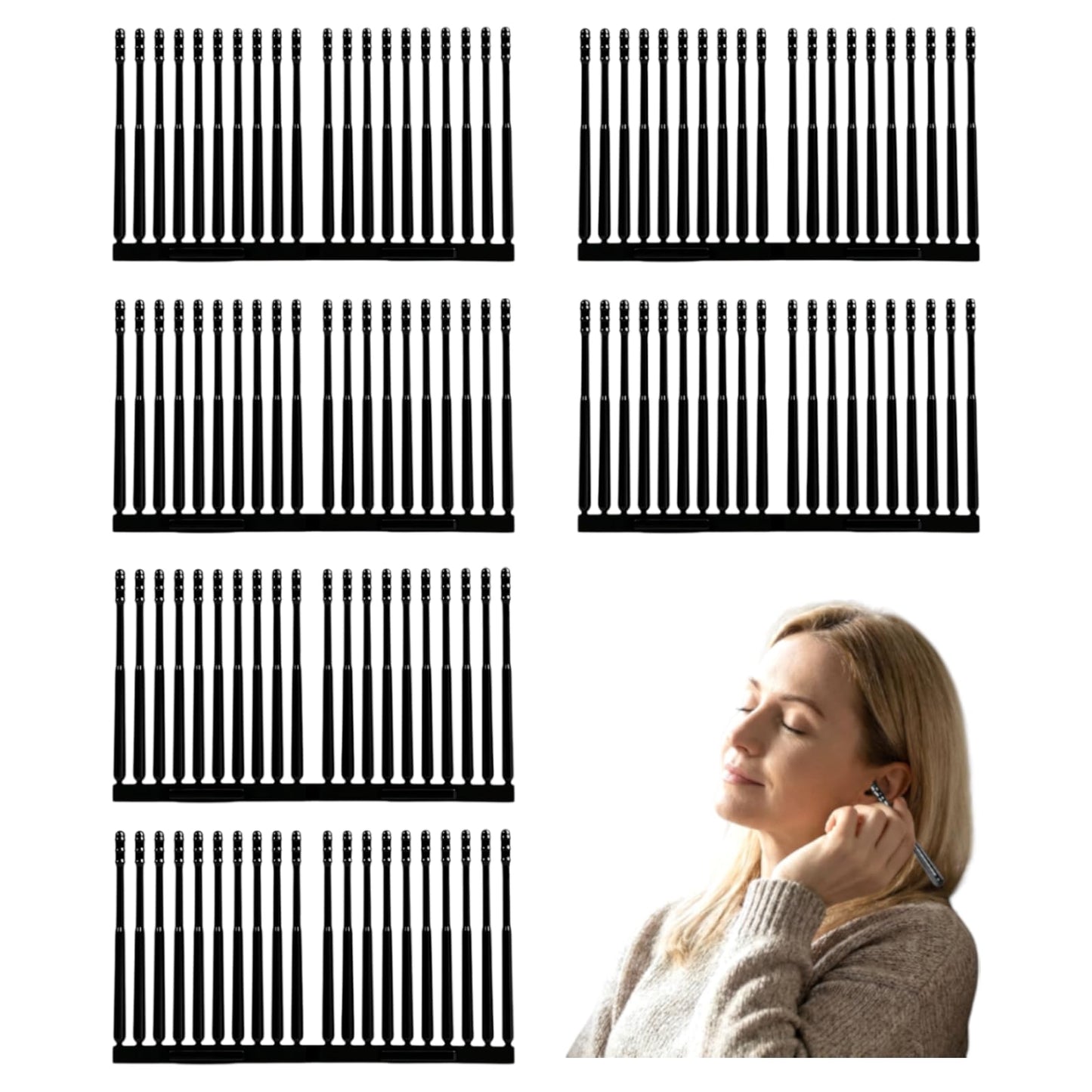 120PCS 6 Sets Family Pack Ear Cleaner, Disposable Sticky Ear Wax Removal Adhesive Swabs, Gentle Ear Cleaning Sticks Tool, Portable Ear Cleaner for Adults & Kids, Suitable for Home, Travel & Daily Use