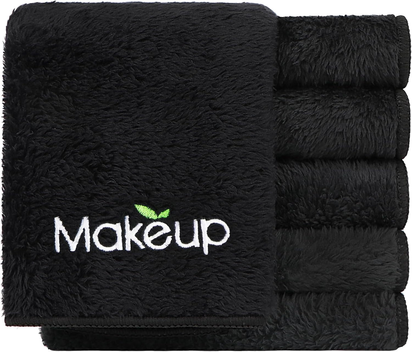 Premium Makeup Remover Wash Cloths - Super Soft Microfiber Coral Fleece Face Towels | 13x13 Inch, Black - 6 Pack