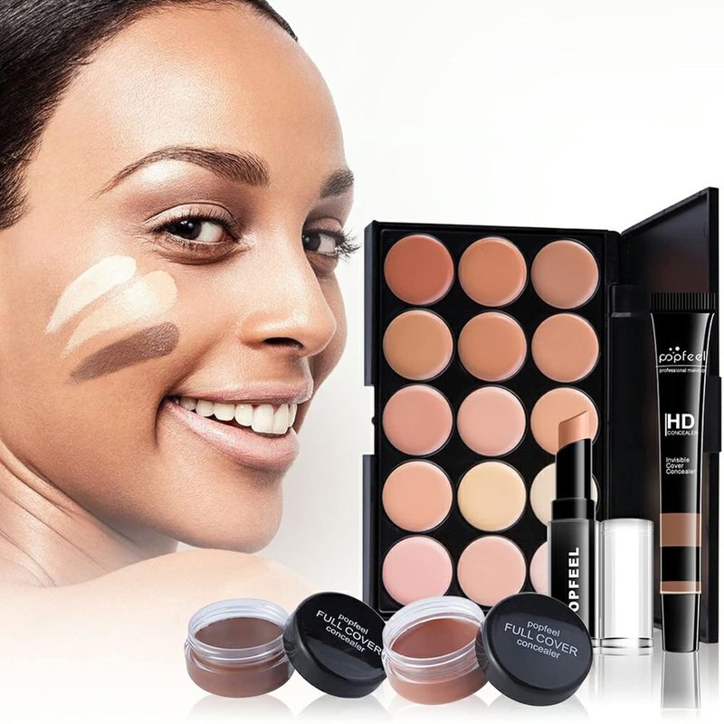Makeup Kit for Women - Naked Shimmer Eyeshadow Palette, Waterproof Eyeliner & Mascara, Lipstick & Foundation Set | Medium to Dark Skin