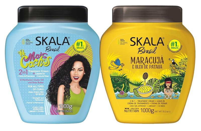 AWEGOO SKALA Hair Type 3ABC - Hydrating Curl Treatment & Frizz Control - 2-in-1 Cream for Curly Hair, Blue | 8.5 oz