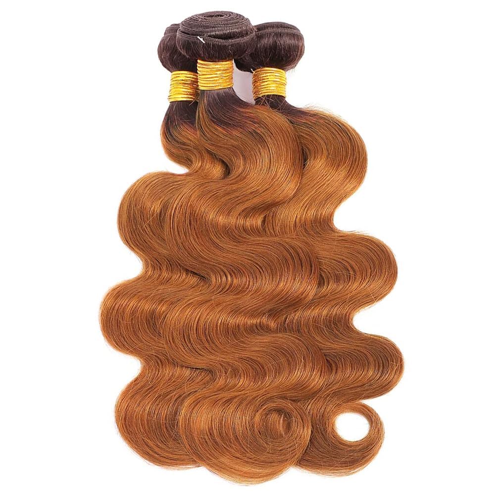 Brown Human Hair Bundles Light Brown Bundles Human Hair 12 14 16 inch Ombre Body Wave Bundle #4 Color Bundle T4/30 Color