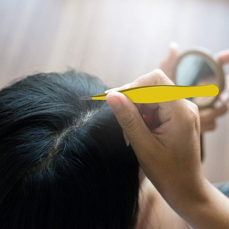 Honoson 6 Pieces Tweezers for Ingrown Hair Remover Pointed Blackhead Remover Point Tip Tweezers Stainless Steel for Nose Facial Hair Eyebrow and Shards(Yellow)
