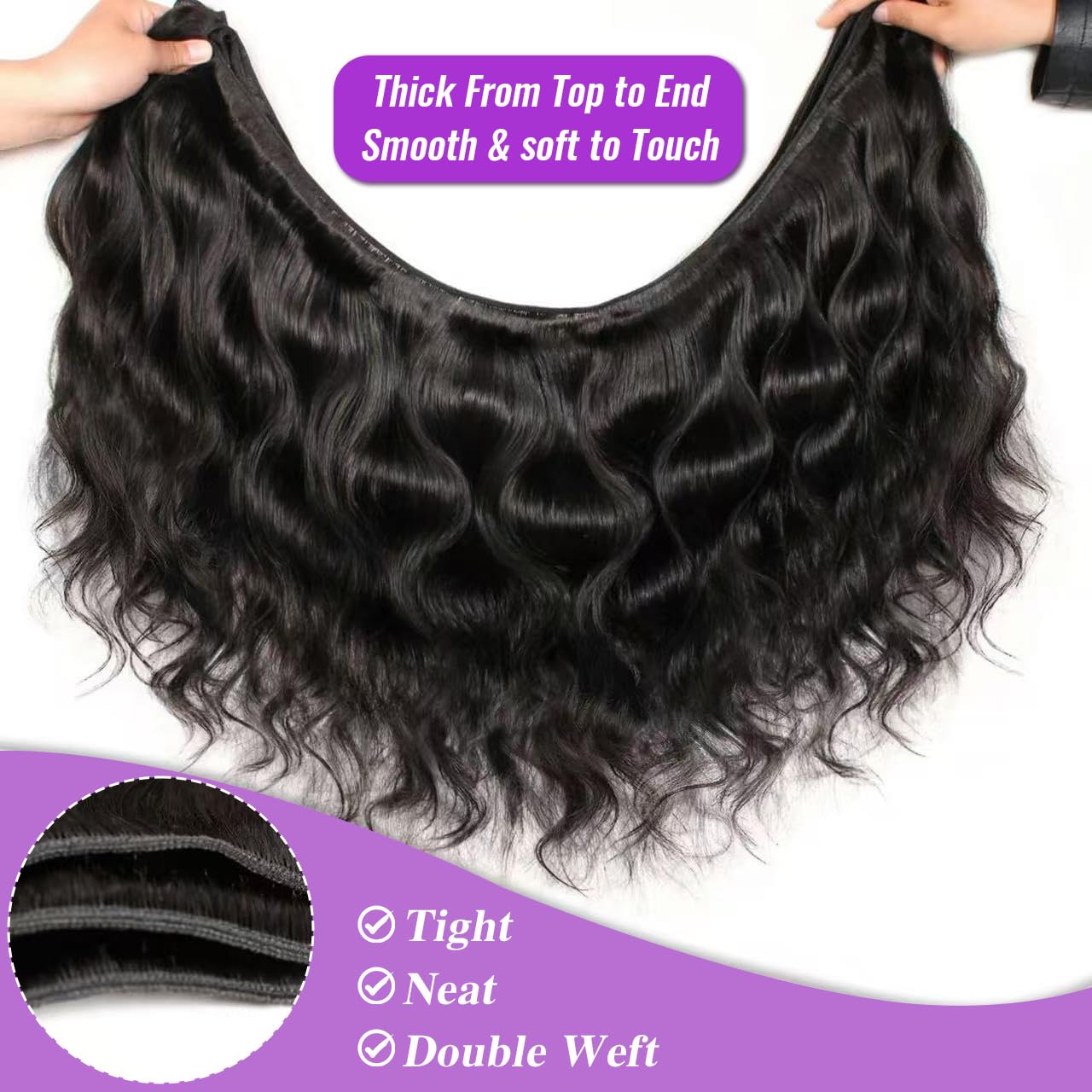 12A Human Hair Bundles Body Wave Bundles Human Hair 18 20 22 Inch 100% Unprocessed Brazilian Virgin Hair Body Wave 3 Bundles Deals Real Human Hair Extensions For Women Natural Black Color