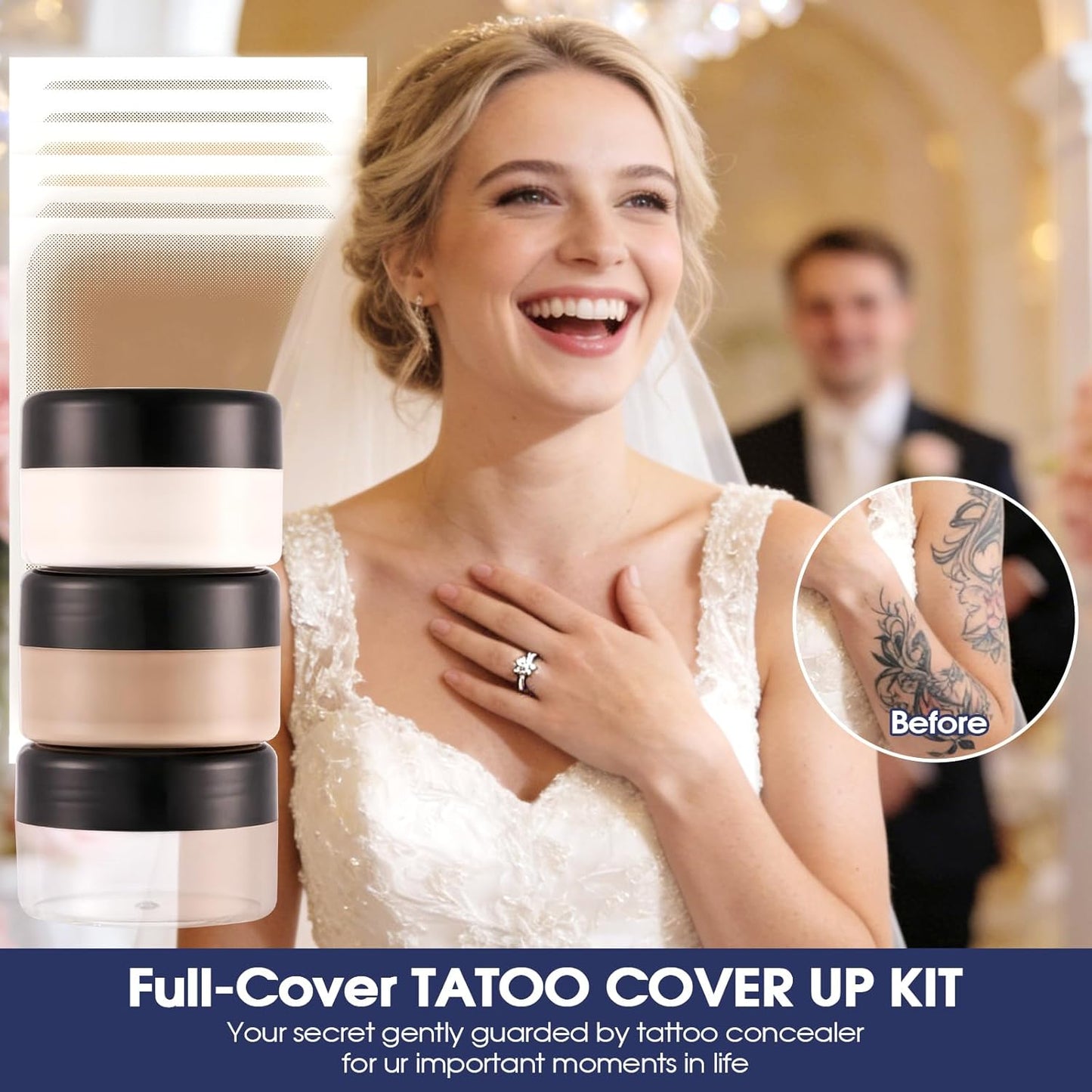 Tattoo Cover Up Makeup - Waterproof Cream for Body & Face | Blendable Light & Dark Shades with Sponges & Mixing Tool