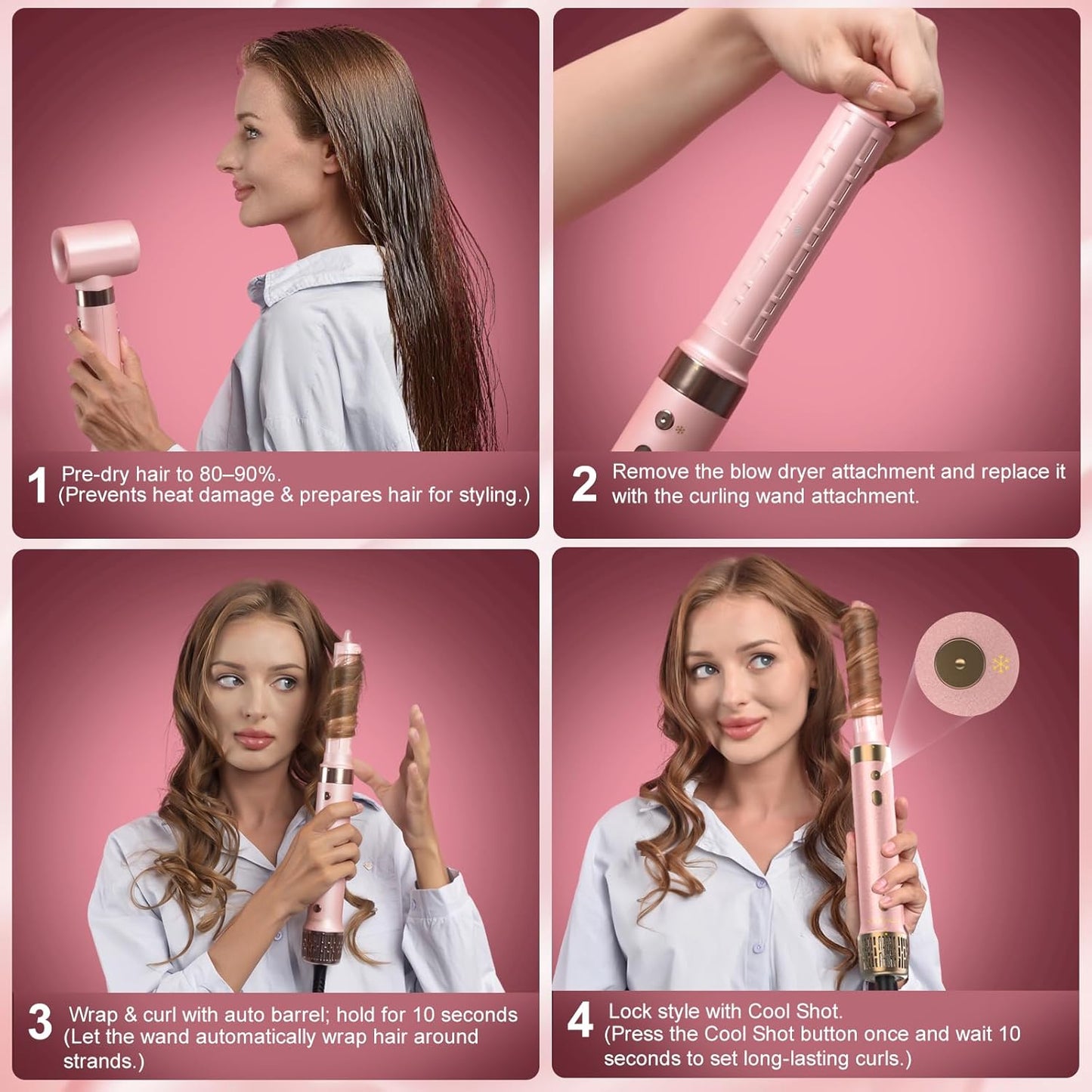 Mythsight 6-in-1 Air Styler & Blow Dryer Brush - Fast Drying, Auto-Wrap Curl, Frizz-Free Finish | Perfect Gift for Women