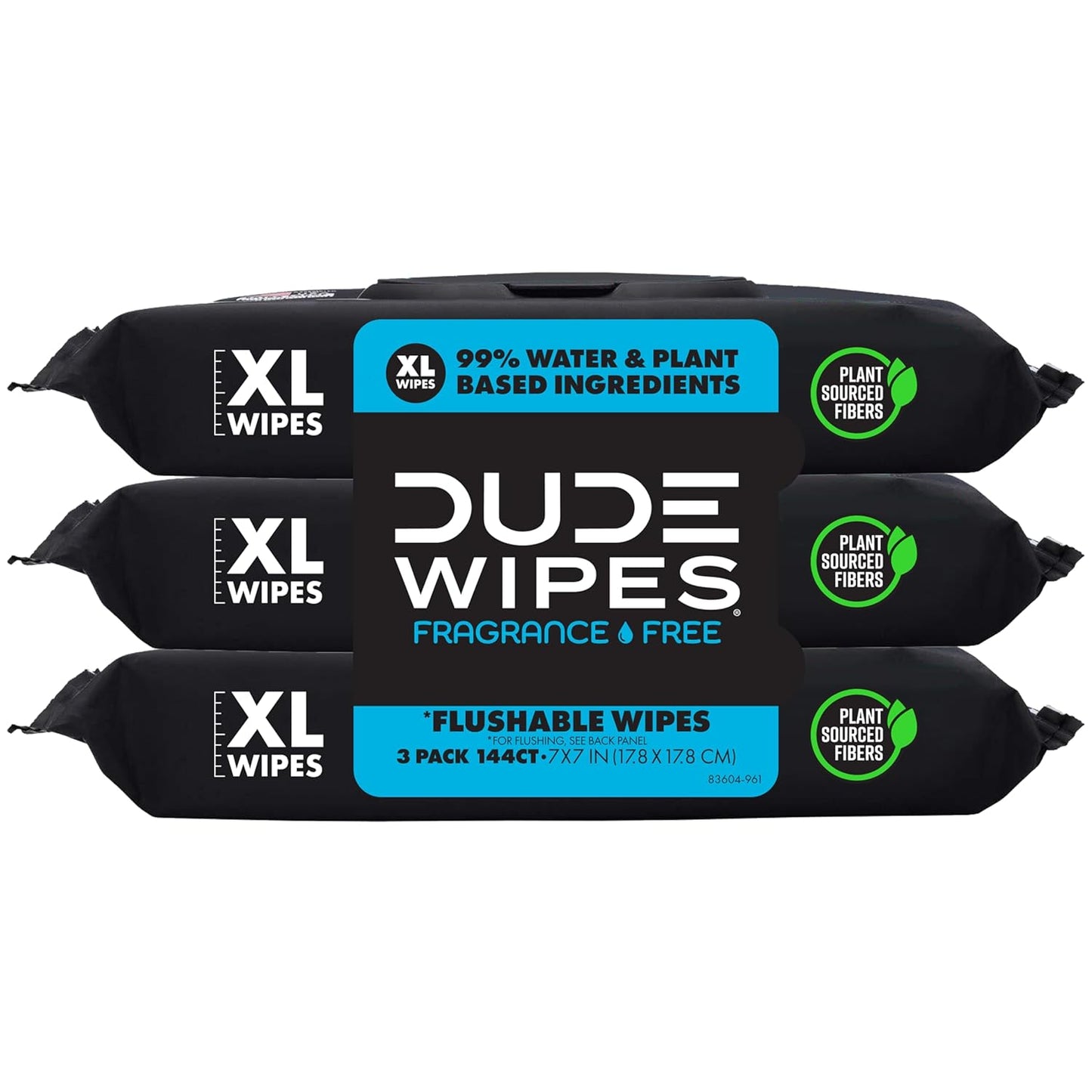 Dude Wipes Unscented Flushable Wipes - Extra-Large Adult Wet Wipes for Sensitive Skin | 6 Pack (288 Count) with Vitamin E and Aloe