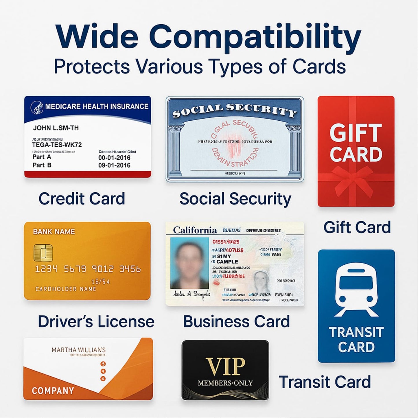 12 Mil PVC Medicare Card Protector Sleeve, 10 Pack Social Security Card Protector Clear Card Sleeves, Plastic Card Holder Perfect Fit Credit Card Sleeves ID Protector for Wallet