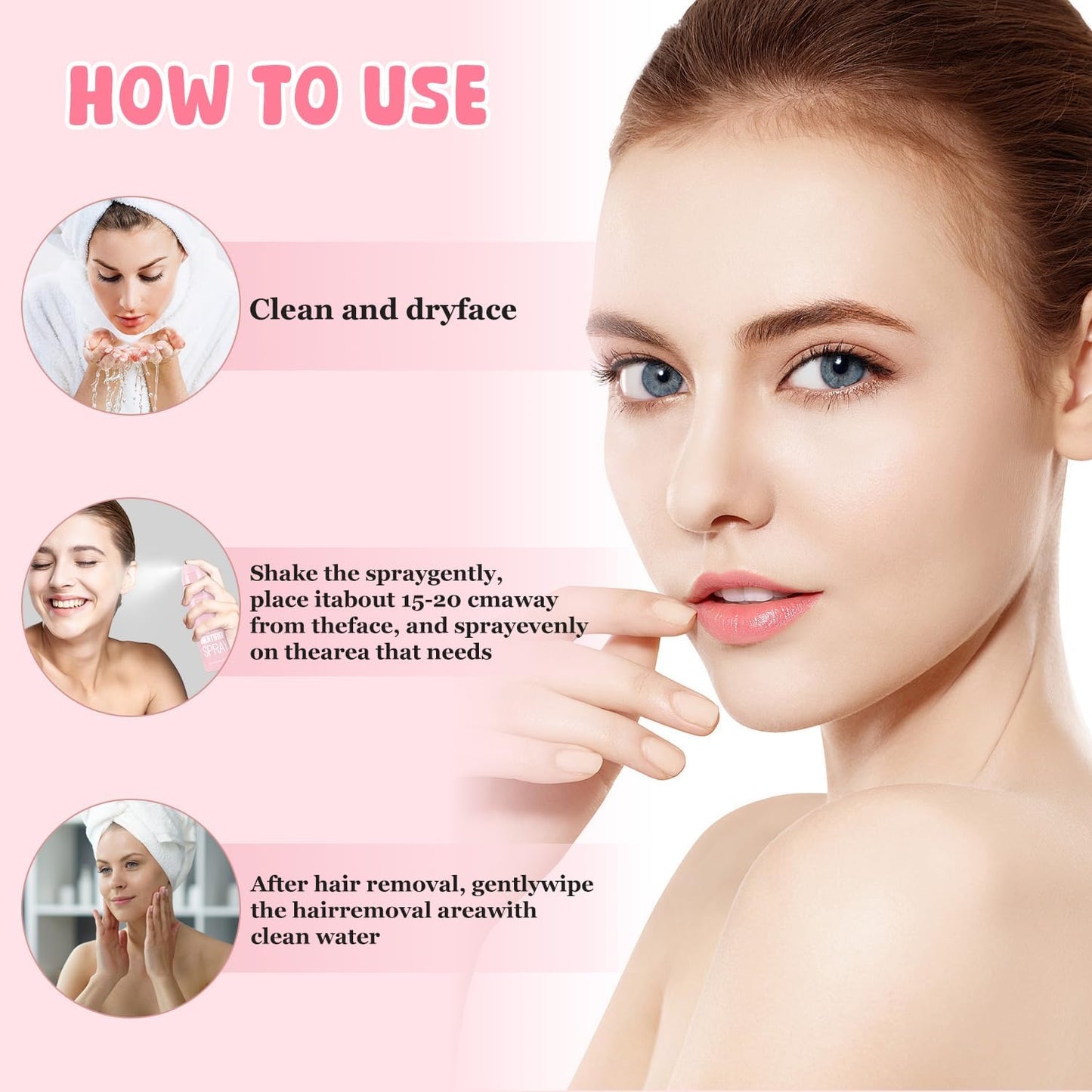 2Pack Hair Identifier Spray for Face Shaving, Moisturizing and Skin Care Dermaplaner Spray,Skin Body Hair Identifier Comfortable Face Shaving Powder (Pink 2pack 01)