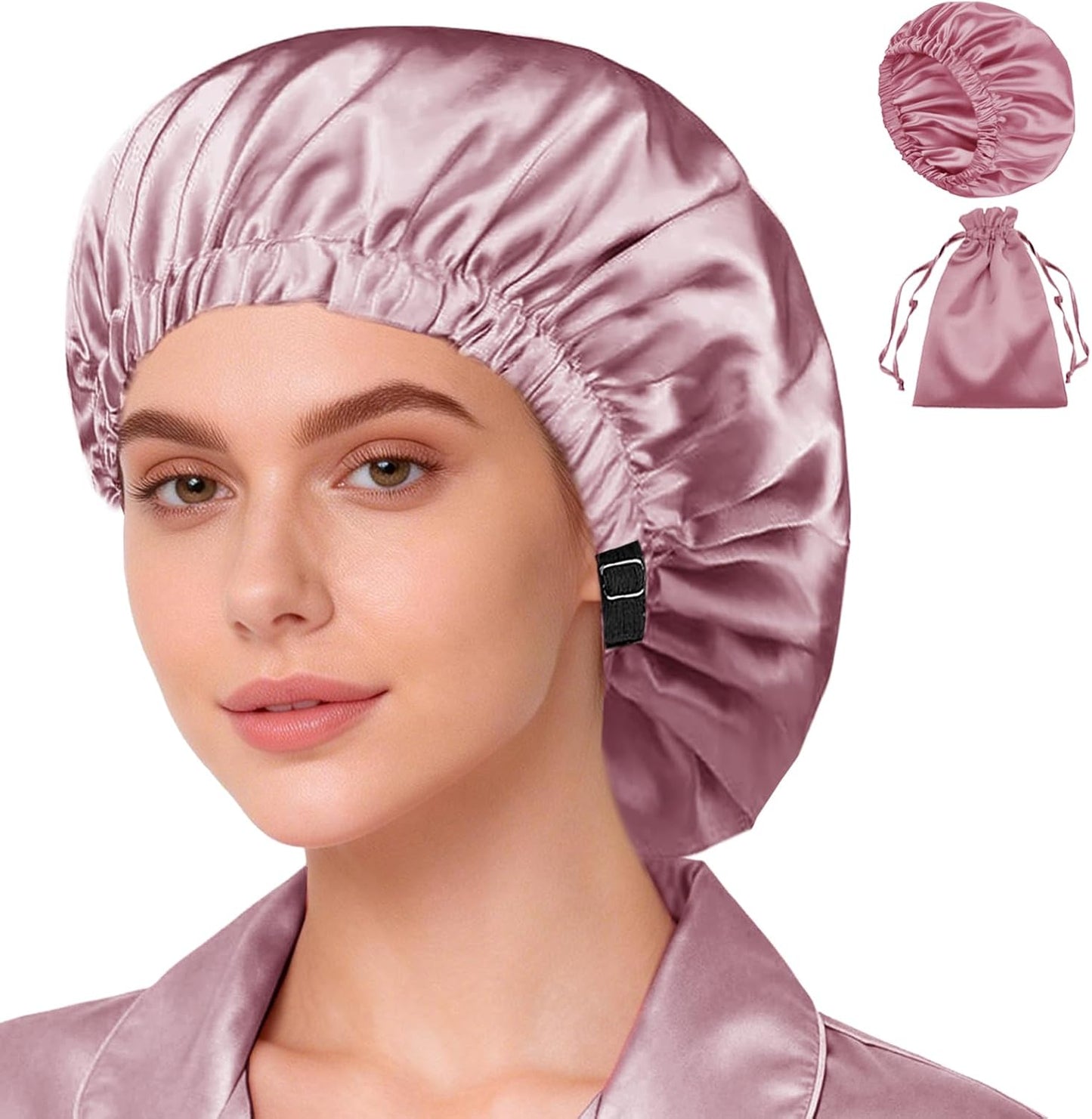 Silk Satin Bonnet Set - Soft Sleep Caps for Curly Hair | 2-Pack, Women's Night Bonnets