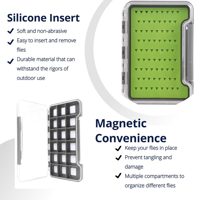 Maxcatch Super Slim Magnetic Back Waterproof Fly Fishing Box: 6, 12, or 18 Compartments(HB98B (12 Compartments))