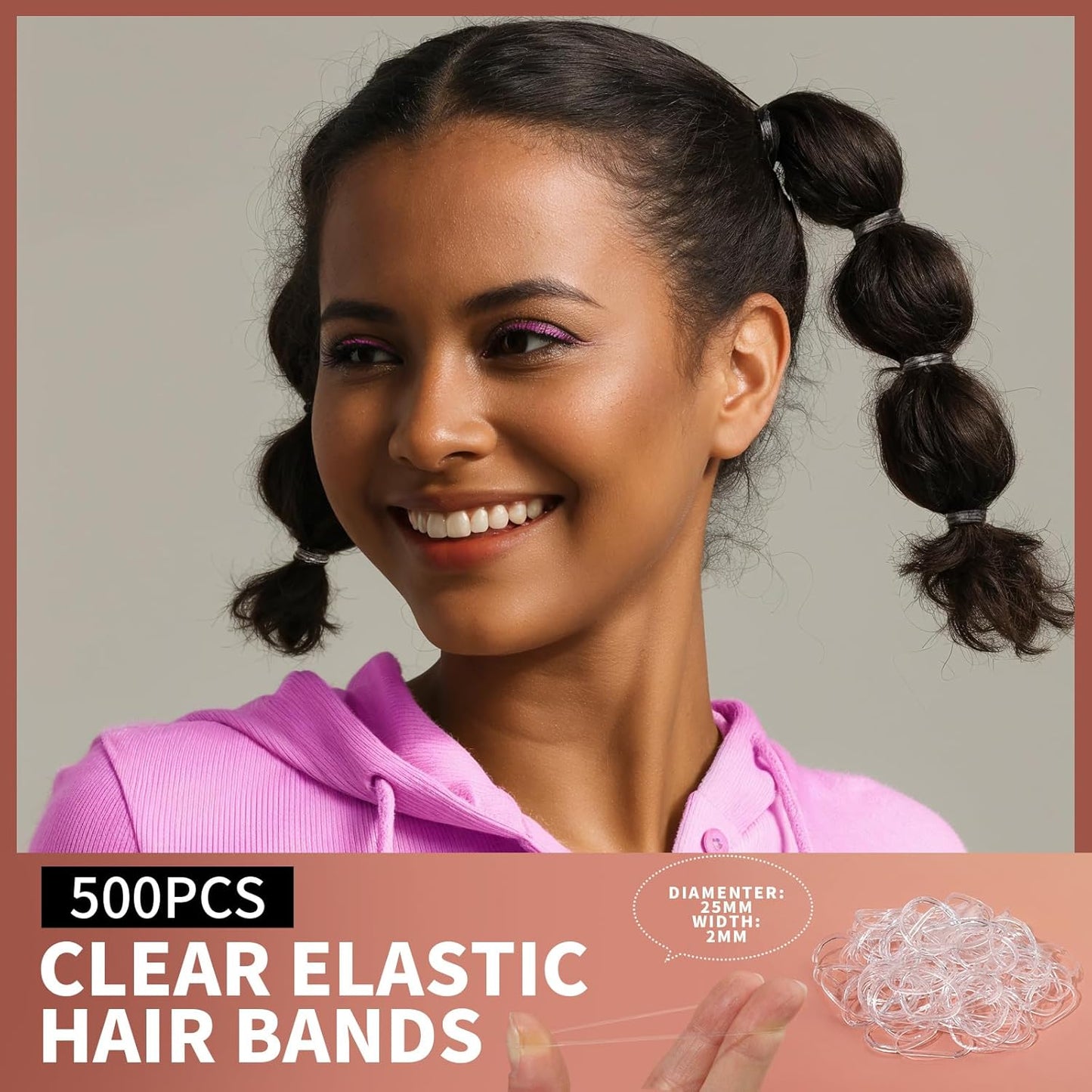 Hair Accessories Kit - 500 Pcs Elastic Bands & Ponytail Holders | Brown