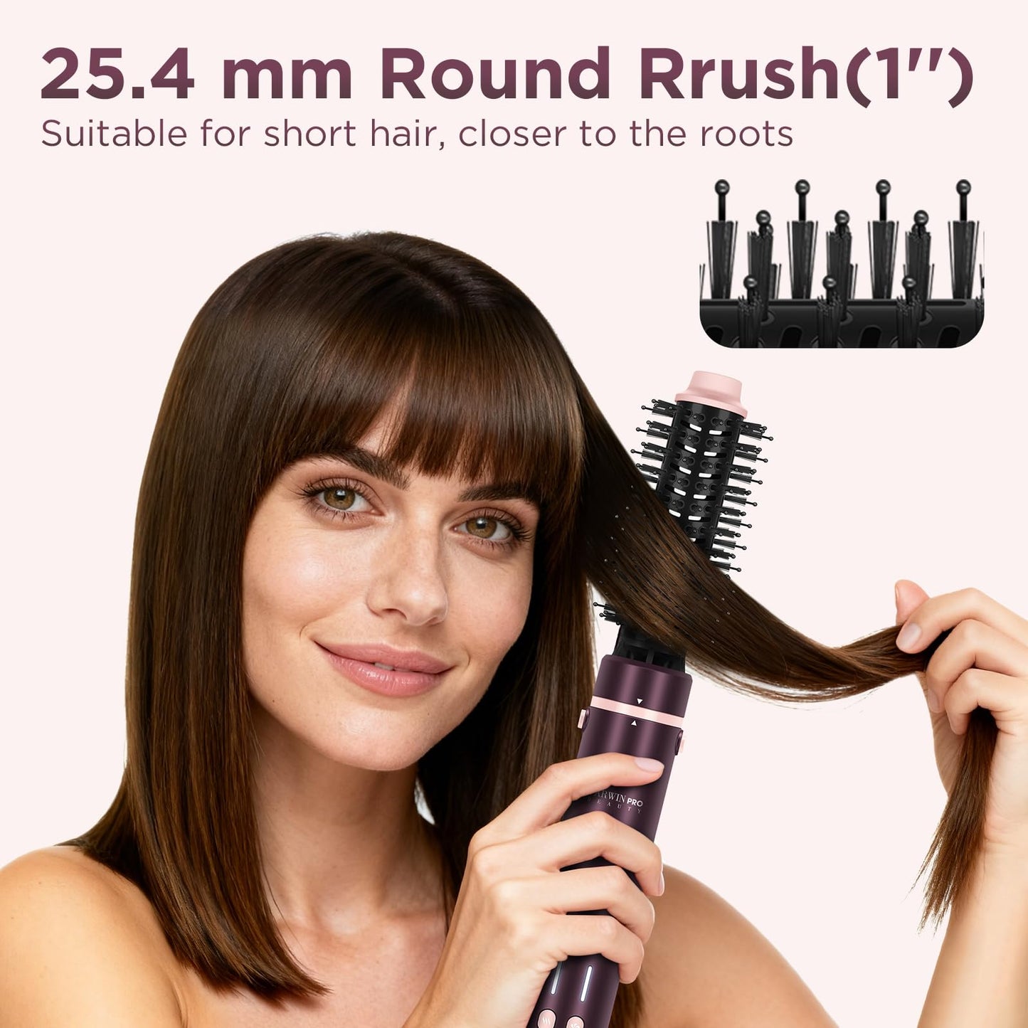 7-in-1 Hot Air Styler,MaxAIR 2.0,PARWIN PRO BEAUTY Travel Dual Voltage Multi-Styler Set,110,000RPM High Speed Hair Dryer Brush with Air Hair Straightener,1.1 Inch Auto-Wrap Curlers,Jasper Plum