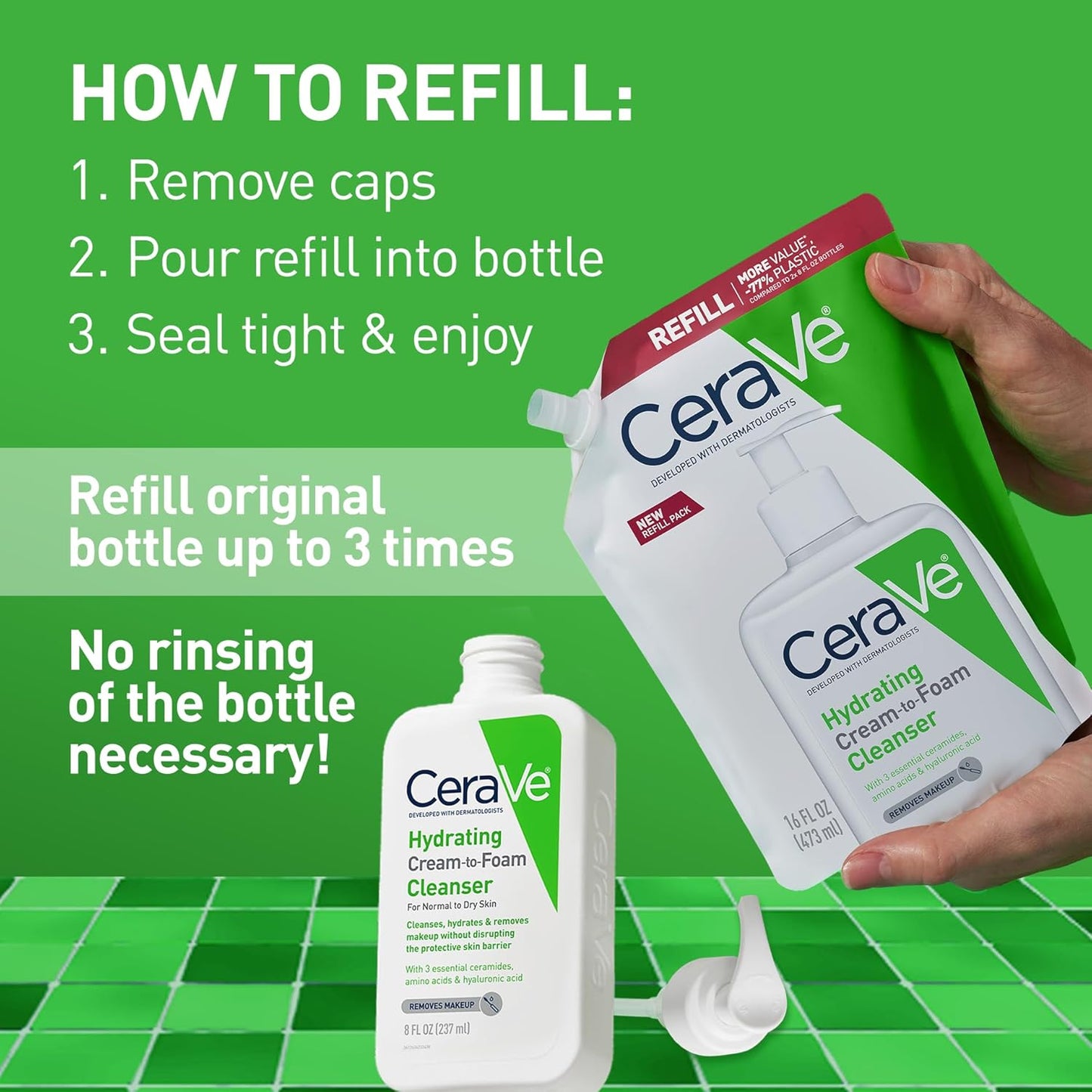 CeraVe Hydrating Cream To Foam Cleanser - Makeup Remover Face Wash for Dry Skin | 16 oz Fragrance-Free, Non-Comedogenic