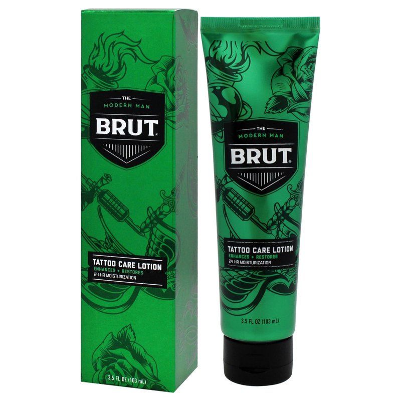 Brut Tattoo Care Lotion 24 Hour Moisturization - Lotion for Tattoos - Enhances Color Vibrancy - Tattoo Lotion Aftercare - Absorbs Quickly - 3.5 oz