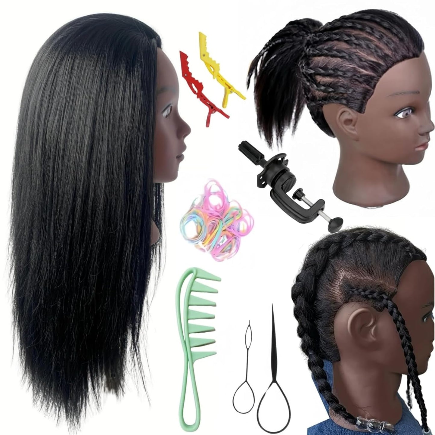 Professional Cosmetology Mannequin Head with Hair - 28" Doll for Hair Cutting, Braiding & Styling Practice