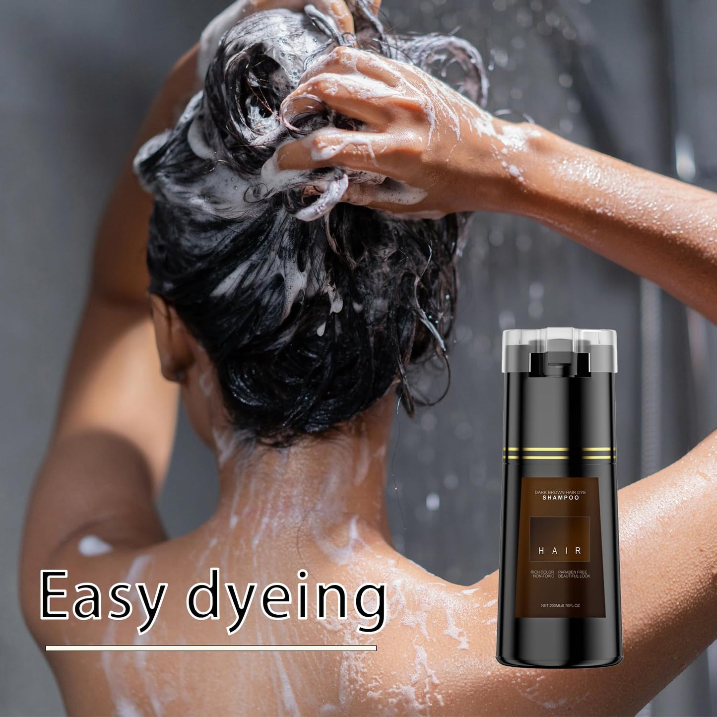 Bupposes Natural brown Hair Color Shampoo for Dark, Hair Dye Instant 3 in 1, Instant Dye Shampoo for Men & Women, 1pcs Dark Brown. ﻿
