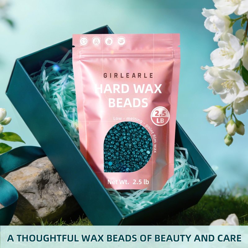 GIRLEARLE 2.5lb Wax Beads for Hair Removal, Brazilian Bikini Hard Wax for Sensitive Skin, Hard Wax beads Perfect for Full Body Eyebrow, Facial, Beard and Underarms at Home for Women and Men (Jasmine)