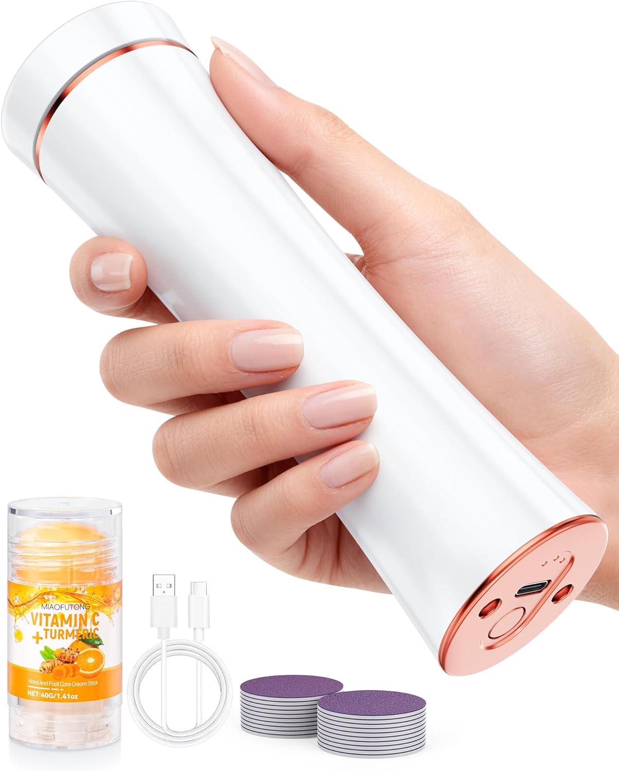 Electric Foot Callus Remover - Rechargeable Waterproof Pedicure Tool | Portable Foot File for Dead Skin Care (White)
