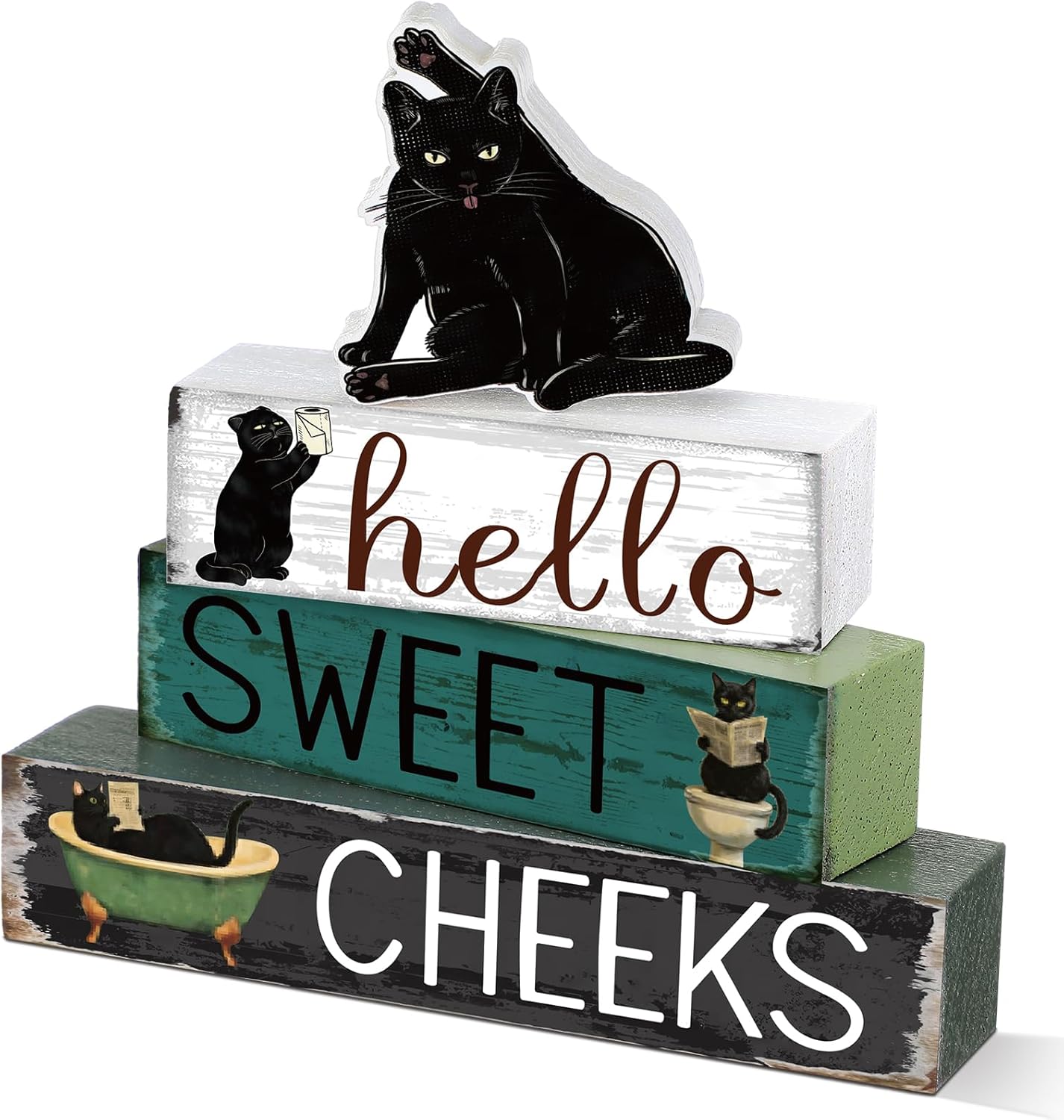 Highland Cow Bathroom Decor | 4 Pcs Farmhouse Style Table Centerpiece for Christmas & Valentine's Day