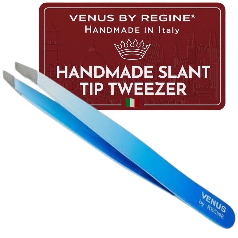 Venus by Regine Slant Tweezers - Handmade Precision Tool for Women & Men, 25-Degree Angle for Shaping Eyebrows & Grooming Facial Contours, Suitable for Eyebrow & Facial Hair Removal (Small Flowers)