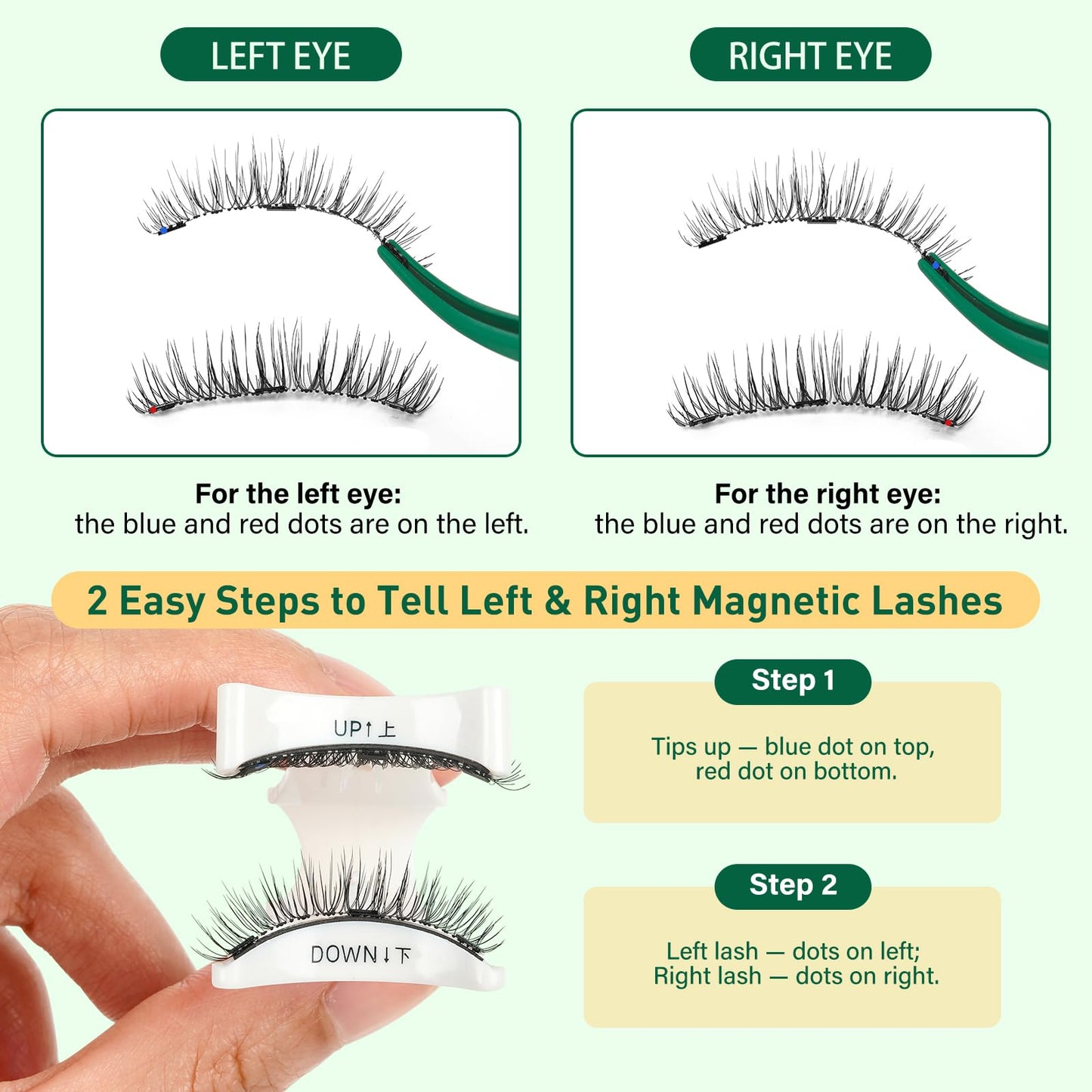 KEYYOU Daily Wear Reusable Magnetic Eyelashes 2 Pair with Applicator No Glue Needed 3D Natural Magnetic Lashes, Easy to Apply & Long Lasting for Daily Use & Events(A01+A01)