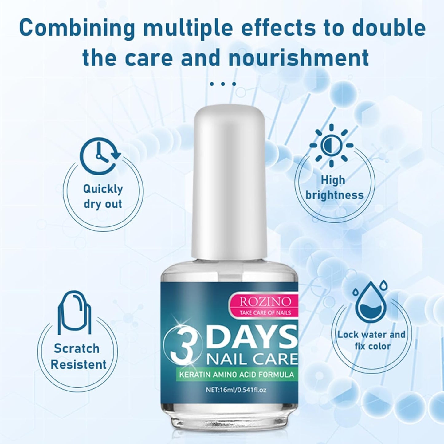 Keratin & Amino Acid Nail Treatment Oil - Moisturizing Cuticle & Hand Care with Aloe Vera | 16ml x 3