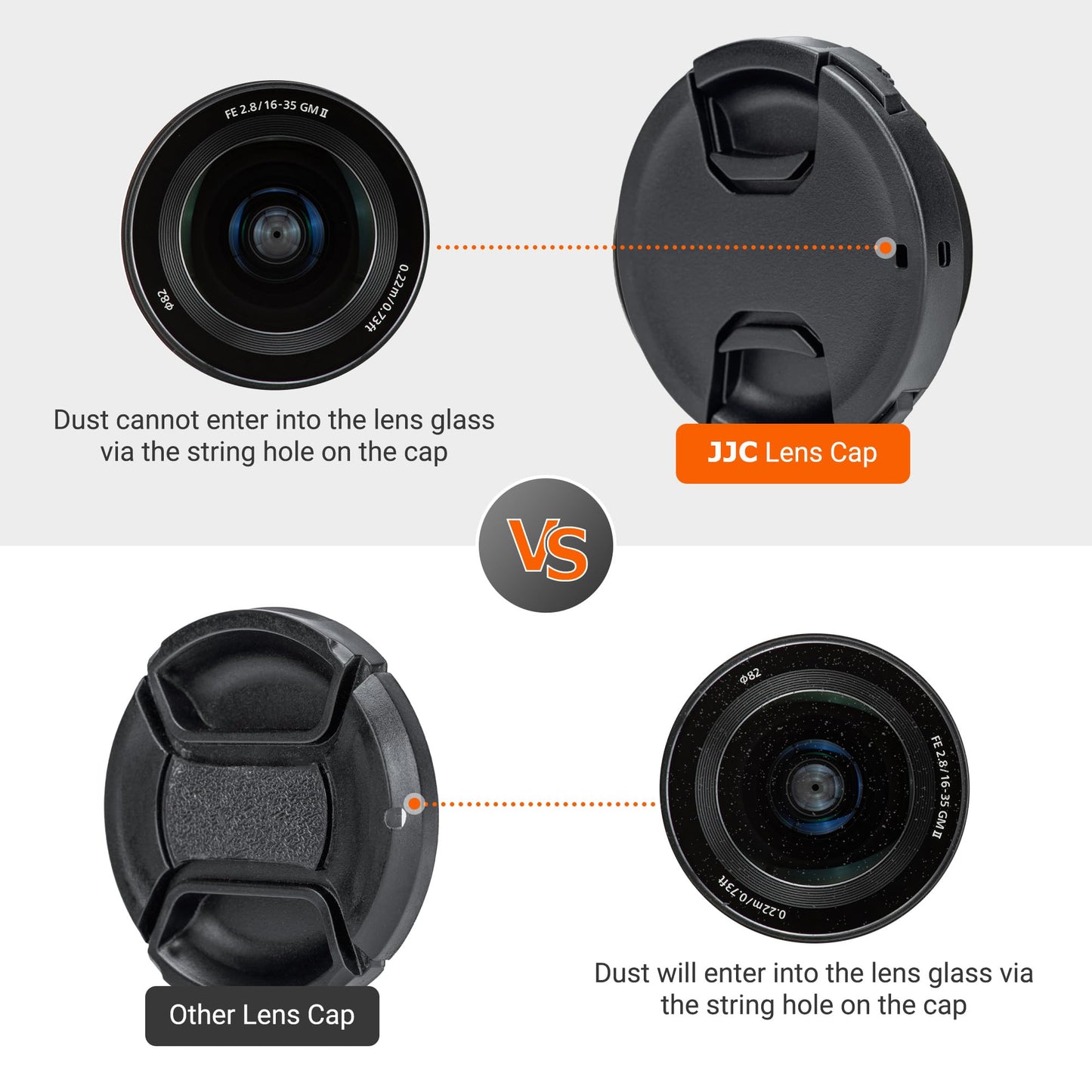 JJC 2-Pack 82mm Front Lens Cap Cover with Deluxe Cap Keeper for Sigma 24-70mm f2.8 DG DN II, Nikon Z 24-70mm f2.8 S, Canon RF 15-35mm f2.8 L, EF 24-70mm f2.8L & Other Lenses with 82mm Filter Thread