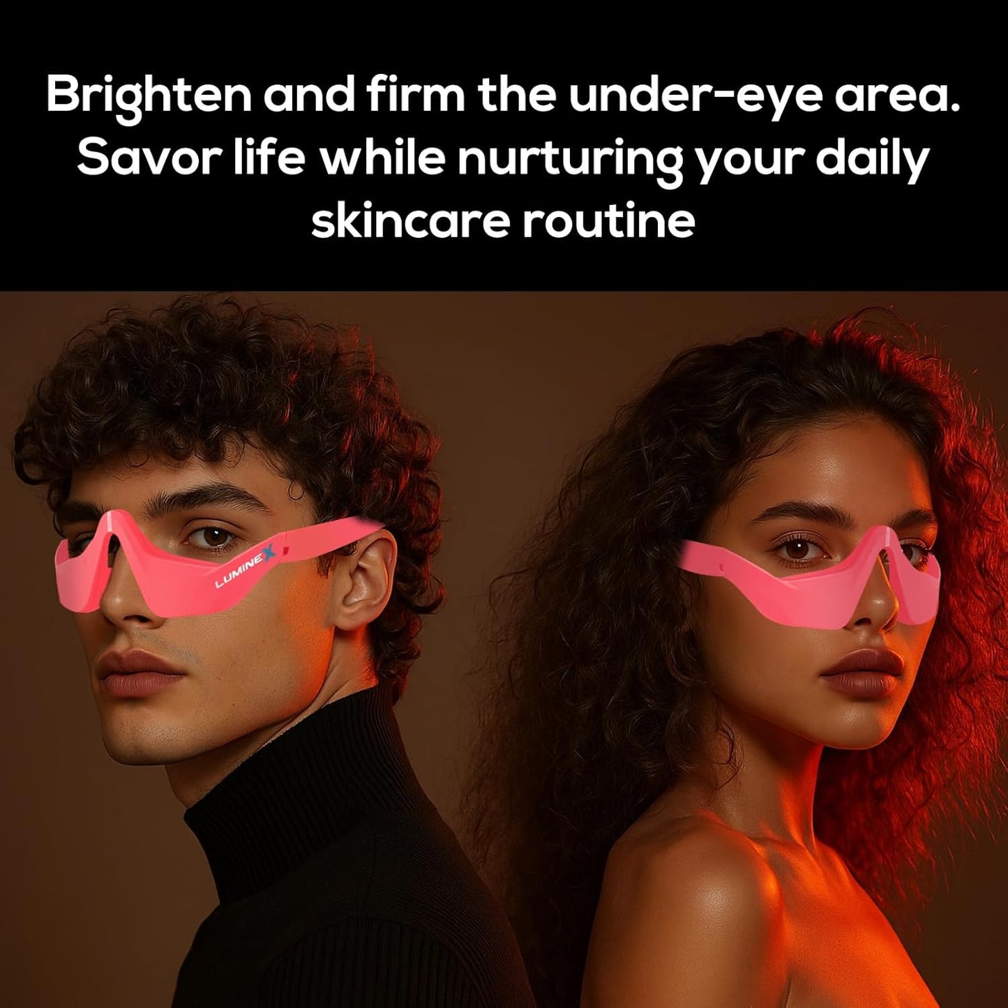 Under-Eye Red Light Therapy Device - Microcurrent Eye Massager for Puffiness & Eye Bags | Pink