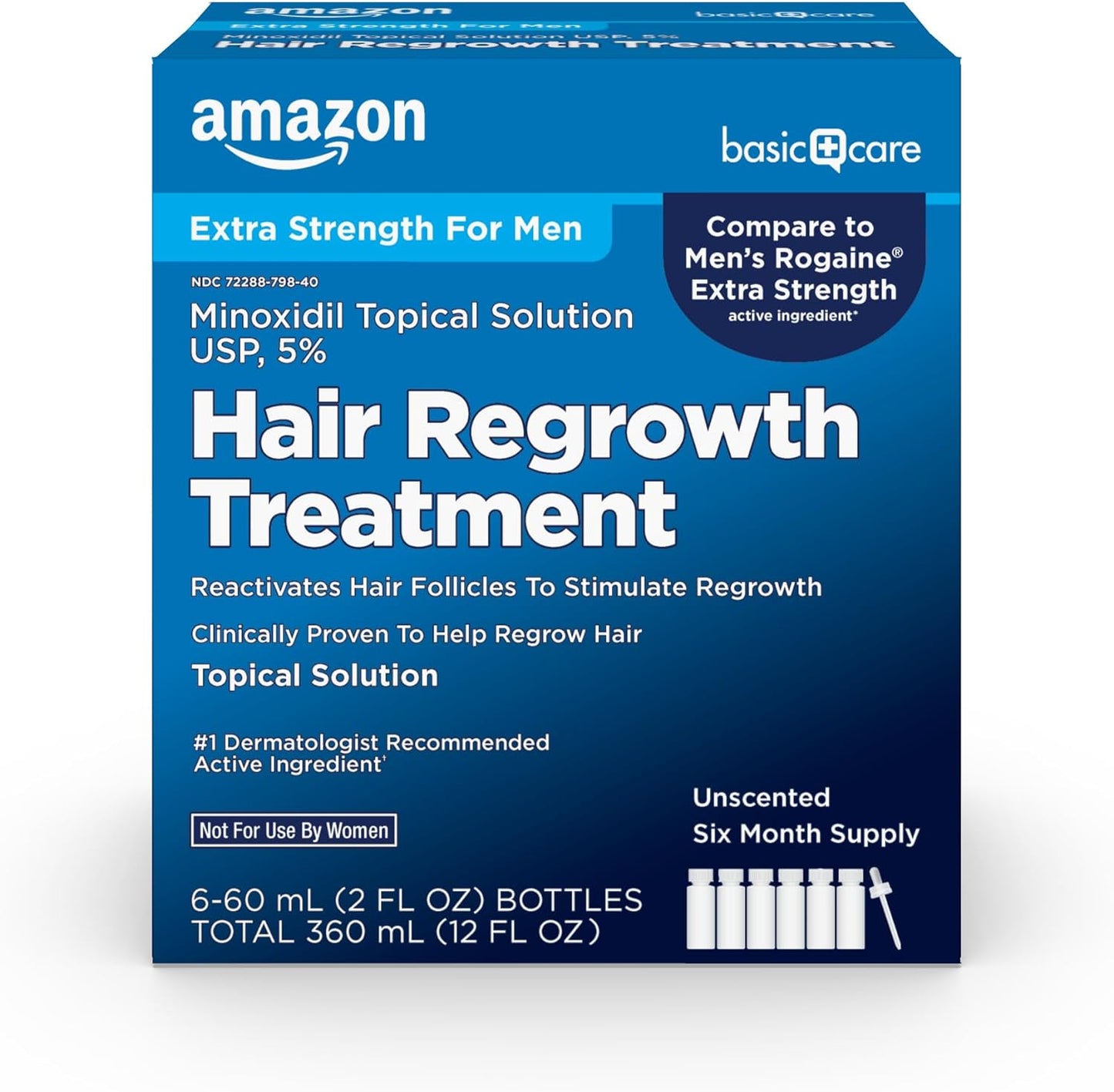 Minoxidil Hair Regrowth Treatment for Men - Extra Strength 5% Topical Solution | 12 Fl Oz