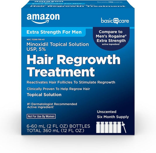 Minoxidil Hair Regrowth Treatment for Men - Extra Strength 5% Topical Solution | 12 Fl Oz