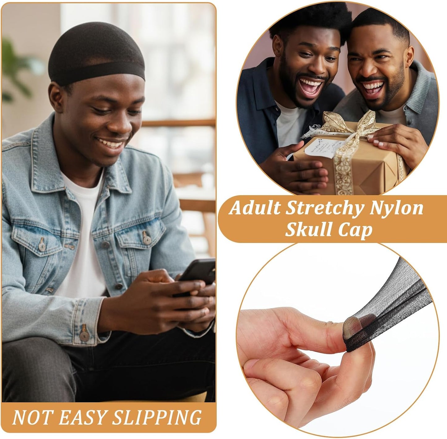 Stocking Wave Cap for Men - 30 Pcs Elastic Stretchy Hair Net | Breathable & Comfortable Black Wig Caps
