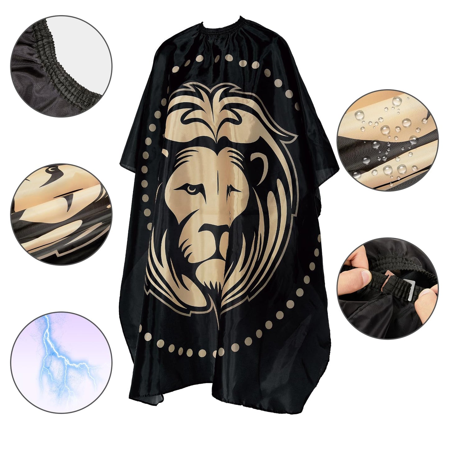 YELEGAI YELEGI Professional Hair Cutting Cape(2Pcs), Salon Barber Cape with Adjustable Snap Closure, Waterproof Hair Dye Color Hair dressing stylist apron (Lion)