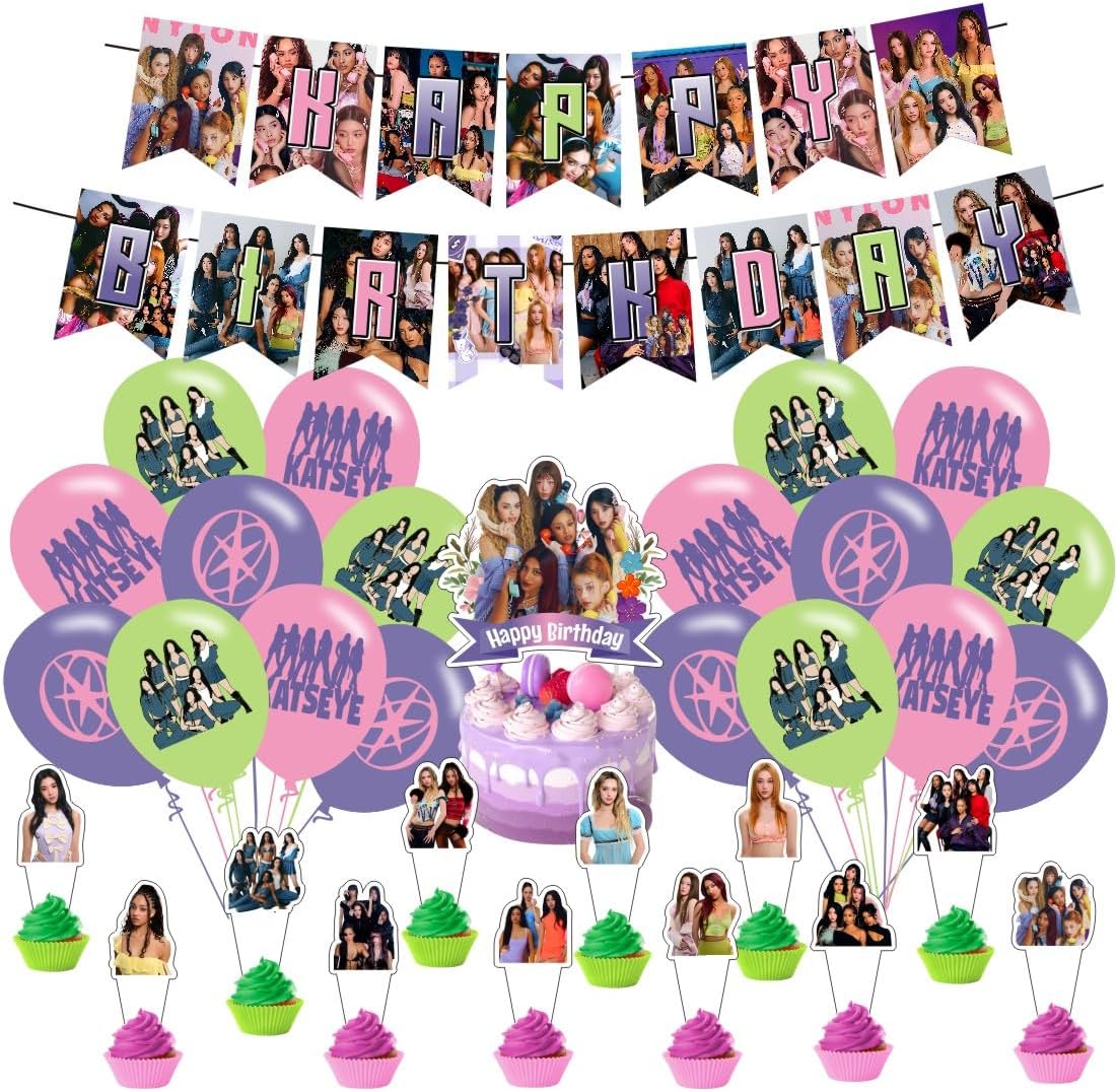 Happy Birthday Decorations - Complete Party Supplies Set with Banner, Cake Topper, Cupcake Toppers & Balloons for Kids' Parties