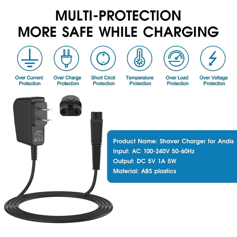 Xxszhy 5V 1A Adapter for Andis Shaver Charger Power Cord, Replacement Andis Charger Compatible with 17150 17165 TS-1 TS-2 Foil Shaver