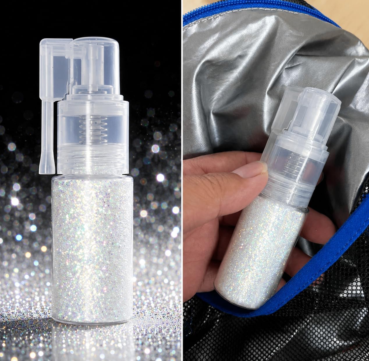 White Hair and Body Glitter Spray - Shiny Sparkle Glitter for Clothes & Hair | 25g/0.88oz