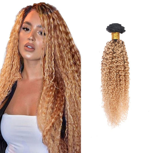 Ombre Human Hair Bundles 1b27 Honey Blonde Kinky Curly Bundles 28 Inch Unprocessed Brazilian Virgin Hair 1 Bundle Honey Blonde Bundle 100g