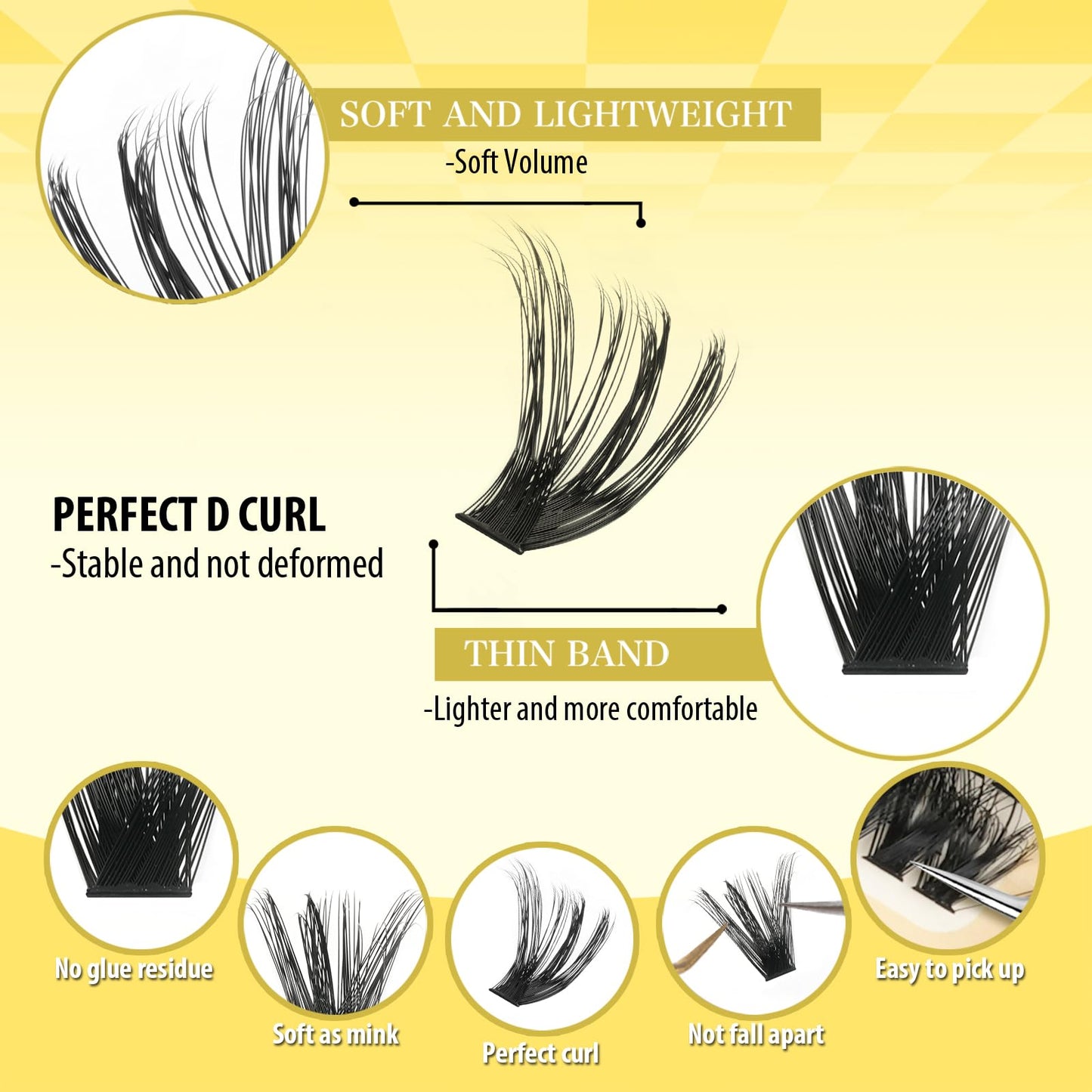 FLOMAZE Lash Clusters 60D Eyelash Clusters 8-16mm Eyelash Extensions, D Curl DIY Lash Extensions, Wispy Lashes Clusters 320Pcs Individual Lashes DIY Lash Extension