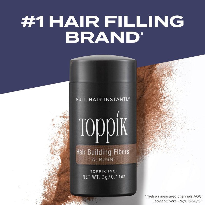 Toppik Hair Building Fibers, Auburn, 0.11 Ounce Fill In Fine or Thinning Hair, Instantly Thicker, Fuller Looking, 9 Shades for Men & Women, Keratin Protein Formula