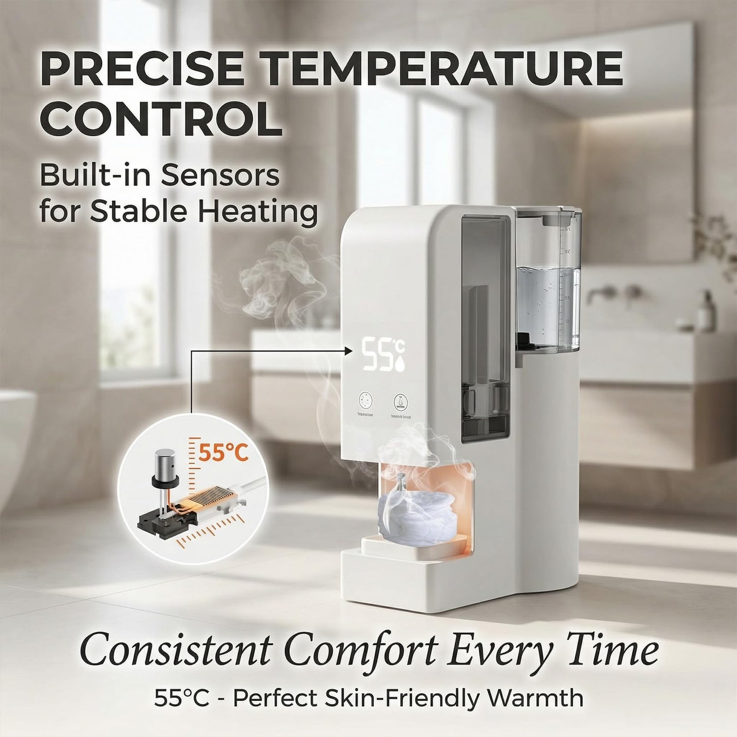 Live Full Hot Towel Dispenser, Hot Face Towel Heater Machine, 5-Second Rapid Heating, 55°C Constant Temp Heated, Suitable for Skincare, Cleansing and Physical Therapy (60Towel)