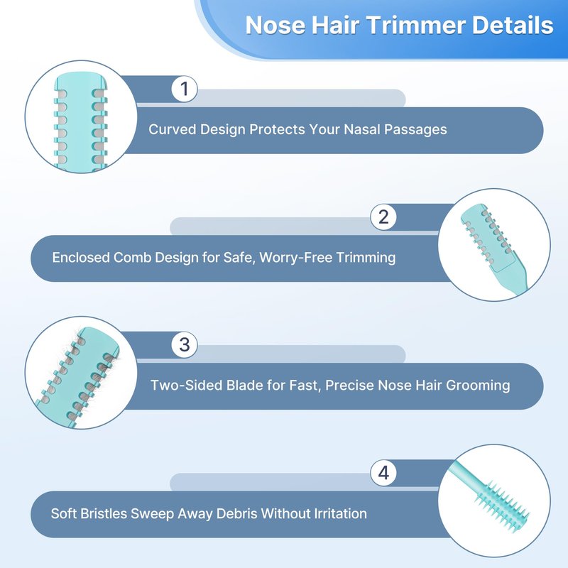 Meonxy 8PCS Nasal Hair Cutter for Women Men, 2026 Upgraded Portable 2-in-1 Nasal Hair Cutter Sticks Double Sided Nose Knife with Soft Cleaning Brush