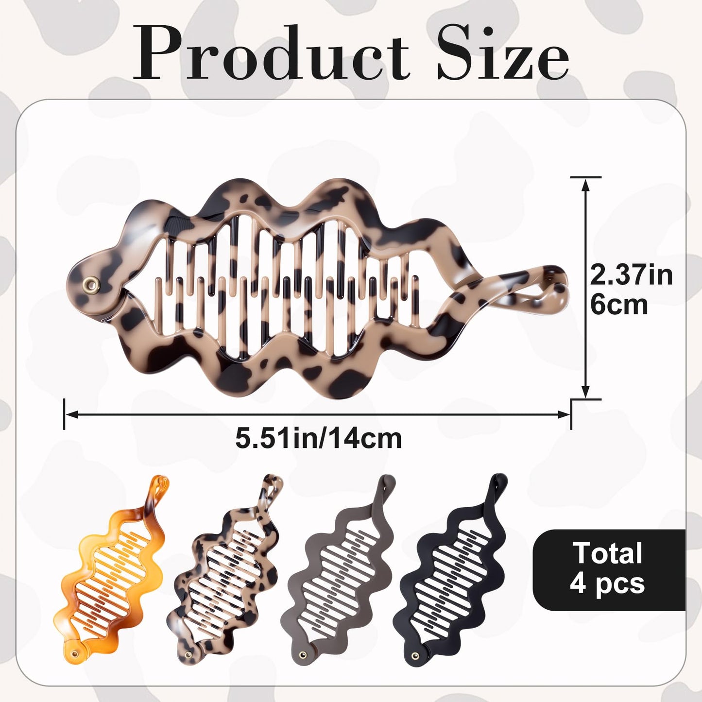 Alpinleux 4 Pcs Small Banana Clips for Thin Hair, Banana Clips for Wowen Hairclips Claw Barrettes Fashion Thick Thin Summer Hair Accessories Beach Curl Black Aesthetic Volume Root Ponytail Hair Clips