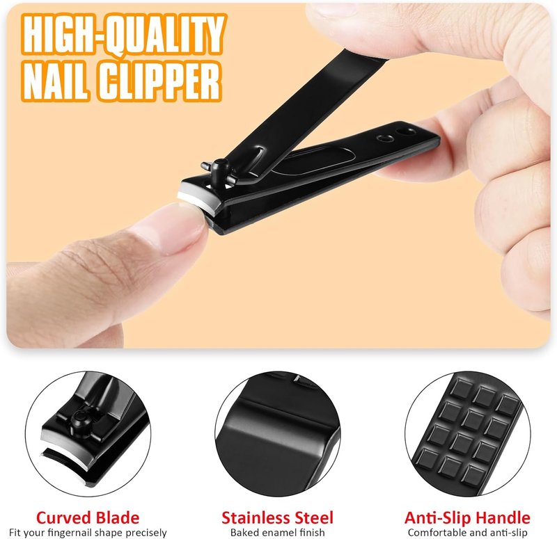 Professional Stainless Steel Tweezers and Nail Clippers Set - 9 Pcs Beauty Kit with Curved Scissors & Eyebrow Razor | Leather Travel Case