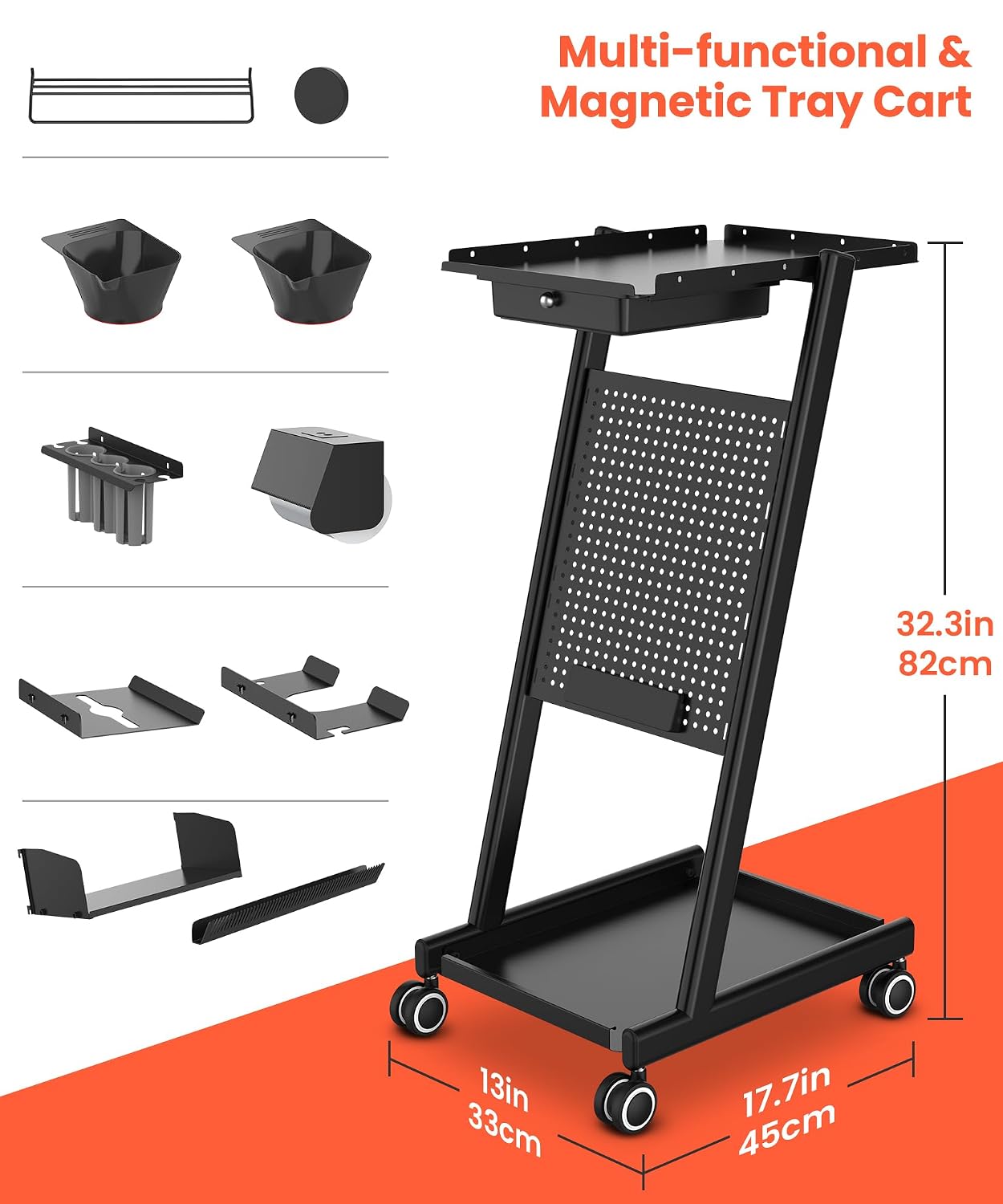Premium Pegboard Trolley Cart - Multifunctional Rolling Tray with 360° Mute Wheels | Mobile DIY Workstation for Tattoo & Beauty Spa