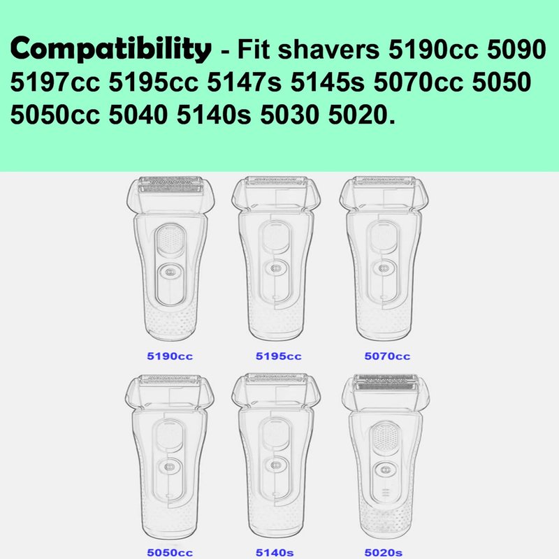 52B Series 5 Replacement Head for Braun Electric Shaver, S5 Wet and Dry Replacement Foil and Cutter Compatible with 5190cc 5090 5020 (2 Count)